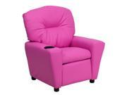 Flash Furniture Contemporary Hot Pink Vinyl Kids Recliner with Cup Holder [BT 7950 KID HOT PINK GG]
