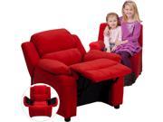 Deluxe Heavily Padded Contemporary Red Microfiber Kids Recliner with Storage Arms [BT 7985 KID MIC RED GG]