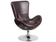 Brown Leather Egg Series Reception Lounge Side Chair