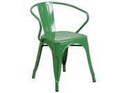 Green Metal Indoor Outdoor Chair with Arms