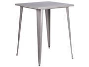 31.5 Square Bar Height Silver Metal Indoor Outdoor Table