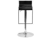 Contemporary Black Plastic Adjustable Height Barstool with Chrome Drop Frame