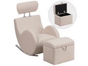 HERCULES Series Beige Fabric Rocking Chair with Storage Ottoman