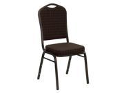 Flash Furniture HERCULES Series Crown Back Stacking Banquet Chair with Brown Patterned Fabric and 2.5 Thick Seat Gold Vein Frame [NG C01 BROWN GV GG]