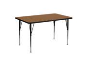 Flash Furniture 24 W x 48 L Rectangular Activity Table with Oak Thermal Fused Laminate Top and Standard Height Adjustable Legs