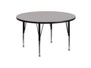 Flash Furniture XU A48 RND GY H P GG 48 in. Round Activity Table with 1.25 in. Thick High Pressure Grey Laminate Top and Height Adjustable Pre School Legs