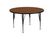 Flash Furniture 48 Round Activity Table with 1.25 Thick High Pressure Oak Laminate Top and Height Adjustable Pre School Legs