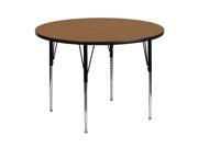 Flash Furniture 48 Round Activity Table with Oak Thermal Fused Laminate Top and Standard Height Adjustable Legs