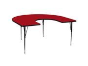 Flash Furniture 60 W x 66 L Horseshoe Activity Table with Red Thermal Fused Laminate Top and Standard Height Adjustable Legs