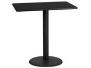 24 x 42 Rectangular Black Laminate Table Top with 24 Round Bar Height Table Base