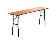 18 x 72 Rectangular Wood Folding Training Seminar Table with Smooth Clear Coated Finished Top