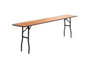 18 x 96 Rectangular Wood Folding Training Seminar Table with Smooth Clear Coated Finished Top