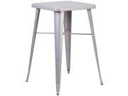 23.75 Square Silver Metal Indoor Outdoor Bar Height Table