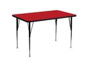 Flash Furniture 36 W x 72 L Rectangular Activity Table with 1.25 Thick High Pressure Red Laminate Top and Standard Height Adjustable Legs [XU A3672 REC RED