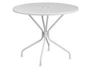 35.25 Round White Indoor Outdoor Steel Patio Table