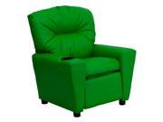 Flash Furniture Contemporary Green Vinyl Kids Recliner with Cup Holder [BT 7950 KID GRN GG]
