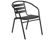 Flash Furniture Metal Patio Dining Chair with Aluminum Slats Black 4chairs 