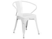 White Metal Indoor Outdoor Chair with Arms