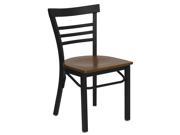 HERCULES Series Black Ladder Back Metal Restaurant Chair Cherry Wood Seat