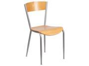 Invincible Series Metal Restaurant Chair Natural Wood Back Seat