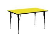 Flash Furniture 30 W x 72 L Rectangular Activity Table with 1.25 Thick High Pressure Yellow Laminate Top and Standard Height Adjustable Legs [XU A3072 REC Y