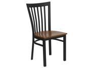 HERCULES Series Black School House Back Metal Restaurant Chair Cherry Wood Seat