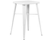 23.75 Square White Metal Indoor Outdoor Bar Height Table