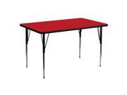 Flash Furniture 30 W x 60 L Rectangular Activity Table with 1.25 Thick High Pressure Red Laminate Top and Standard Height Adjustable Legs [XU A3060 REC RED