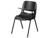 Black Ergonomic Shell Chair with Left Handed Flip Up Tablet Arm