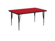 Flash Furniture 30 W x 60 L Rectangular Activity Table with 1.25 Thick High Pressure Red Laminate Top and Height Adjustable Pre School Legs [XU A3060 REC RE