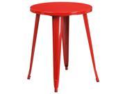 24 Round Red Metal Indoor Outdoor Table