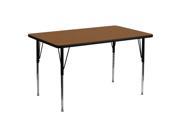 Flash Furniture 30 W x 60 L Rectangular Activity Table with 1.25 Thick High Pressure Oak Laminate Top and Standard Height Adjustable Legs [XU A3060 REC OAK