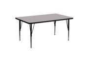 Flash Furniture 24 W x 48 L Rectangular Activity Table with Grey Thermal Fused Laminate Top and Height Adjustable Short Legs