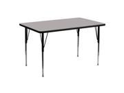 Flash Furniture 30 W x 60 L Rectangular Activity Table with 1.25 Thick High Pressure Grey Laminate Top and Standard Height Adjustable Legs [XU A3060 REC GY