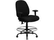 Flash Furniture HERCULES Series 400 lb. Capacity Big and Tall Black Fabric Drafting Stool with Arms and Extra WIDE Seat [WL 715MG BK AD GG]