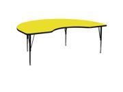 Flash Furniture 48 x96 Kidney Shaped Preschool Daycare Kids Learning Play Activity Table Yellow