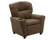 Flash Furniture Contemporary Brown Microfiber Kids Recliner with Cup Holder [BT 7950 KID MIC BRWN GG]