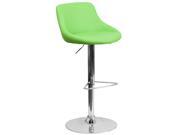 Contemporary Green Vinyl Bucket Seat Adjustable Height Barstool with Chrome Base