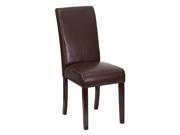Dark Brown Leather Upholstered Parsons Chair