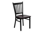 HERCULES Series Black Vertical Back Metal Restaurant Chair Mahogany Wood Seat