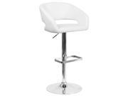 Contemporary Adjustable Height Bar Stool - White - Flash Furniture