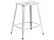 24 High Distressed White Metal Indoor Outdoor Counter Height Stool