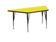 Flash Furniture 30 W x 60 L Trapezoid Activity Table with 1.25 Thick High Pressure Yellow Laminate Top and Height Adjustable Pre School Legs [XU A3060 TRAP