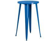 24 Round Blue Metal Indoor Outdoor Bar Height Table
