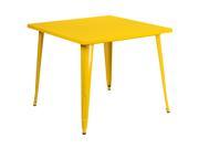 35.5 Square Yellow Metal Indoor Outdoor Table