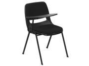 Black Padded Ergonomic Shell Chair with Right Handed Flip Up Tablet Arm