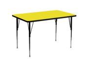 Flash Furniture 36 W x 72 L Rectangular Activity Table with 1.25 Thick High Pressure Yellow Laminate Top and Standard Height Adjustable Legs [XU A3672 REC Y