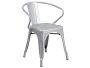 Silver Metal Indoor Outdoor Chair with Arms