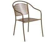 Gold Indoor Outdoor Steel Patio Arm Chair with Round Back