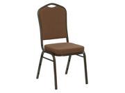Flash Furniture HERCULES Series Crown Back Stacking Banquet Chair with Coffee Fabric and 2.5 Thick Seat Gold Vein Frame [NG C01 COFFEE GV GG]